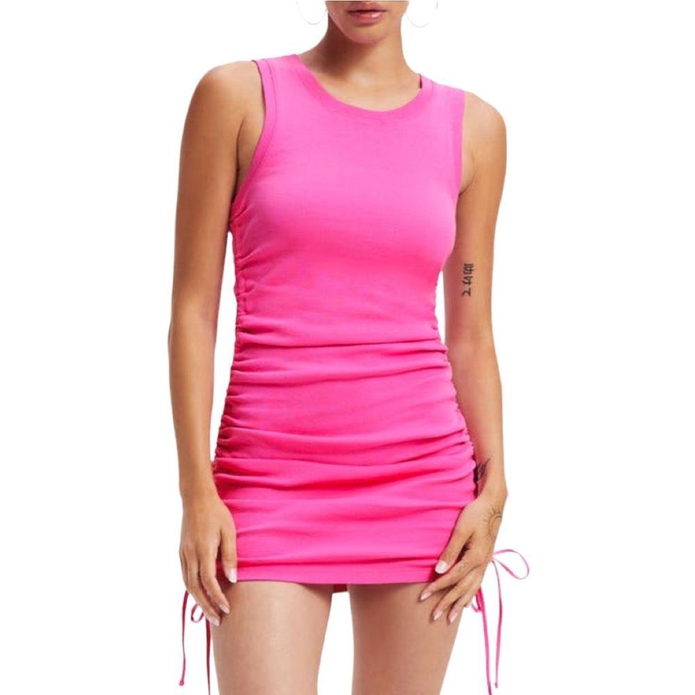 Good American Hawaiian Pink Ruched Mini / Midi Dress - Size 4 (Size XL)